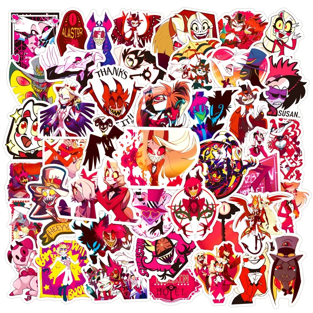 50Pcs Hazbin Hotel Graffiti Stickers for Luggage Storage Box Water Cup Phone Laptop Helmet Refrigerator DIY Decoration Sticker