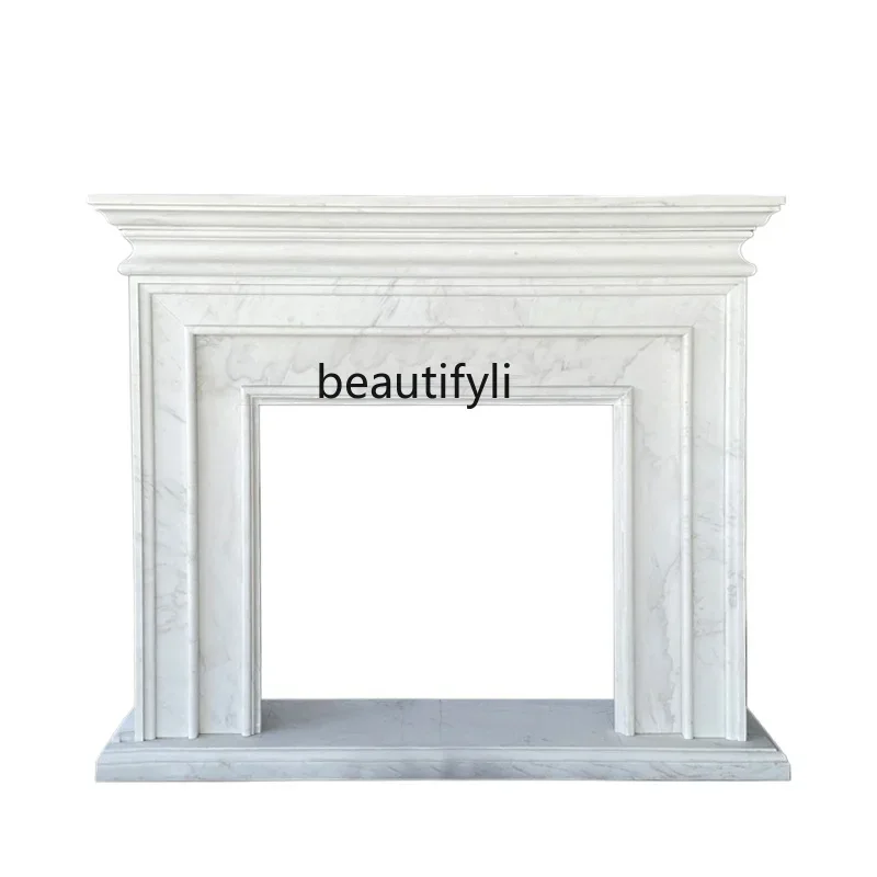 

French marble mantel modern simple natural white marble stone decorative stone carving custom cabinet living room decoration