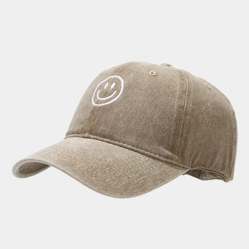 Gewaschene Baumwolle Baseball Caps Frauen Männer Weiche Snapback Hut Outdoor Sport Trucker Gorras Lächeln Gesicht Stickerei Hip Hop Papa Hut Geschenke – Detail 5