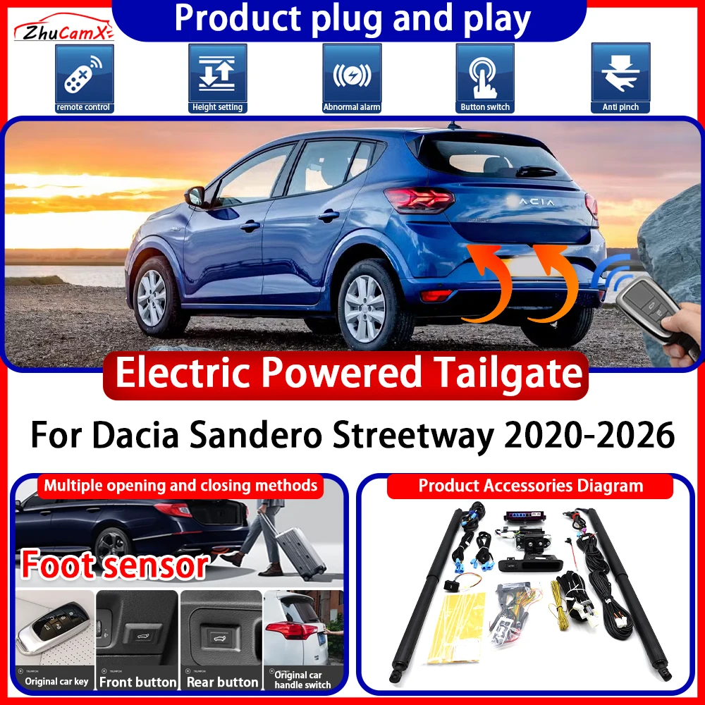 ZhuCamX Electric OEM Powered Tailgate for Dacia Sandero Streetway 2020-2026 Anti Pinch Smart Intelligent Control Gate Lift Kit