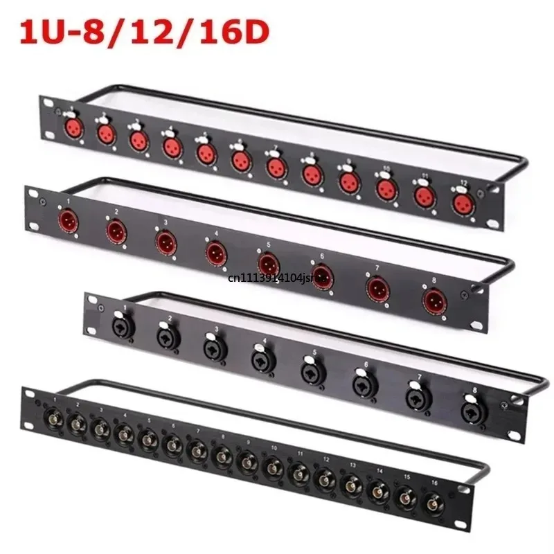 8‑12‑16 Way D‑Type 1U Rack Mount Patch Panel BNC SDI XLR 6.35 HDMI Speaker Male Female Connector view 3