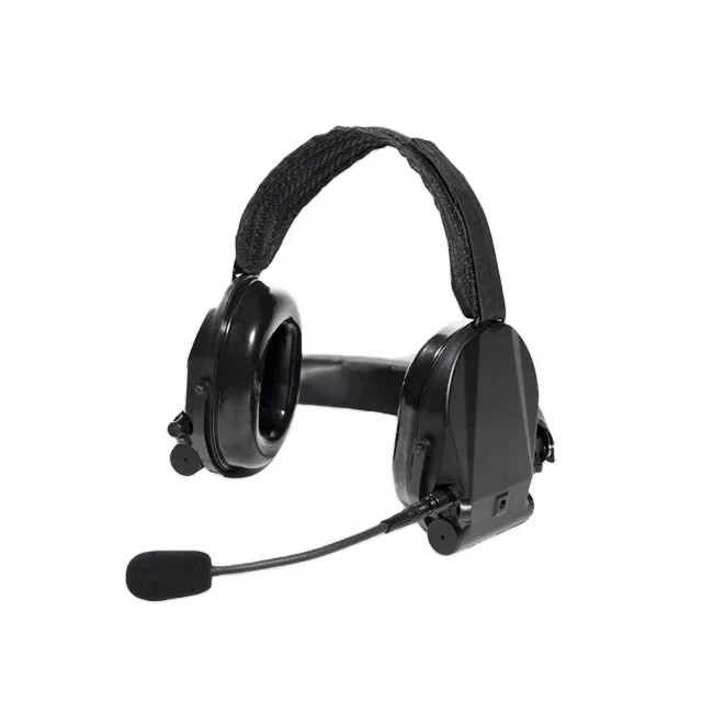 Tactical Hearing Protection Headset With Noise Cancelling Boom For Walkie Talkie