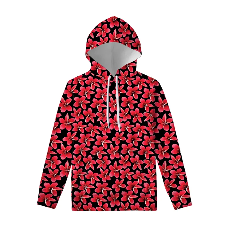 New Autumn Frangipani Flower Pattern 3d Hoodie Daily Hip Hop Fashion Sweatshirt Street Trend Casual Long Sleeve Pullover Tops