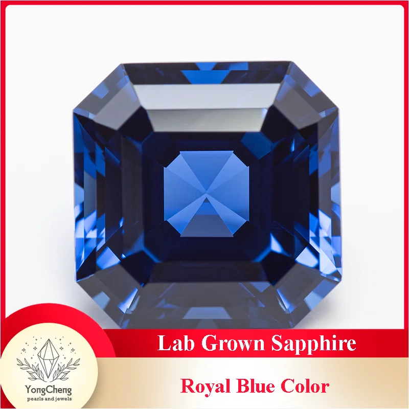 

Lab Grown Sapphire Asscher Cut Square Royal Blue Color VVS1 Charms DIY for Jewelry Making Material Selectable AGL Certificate