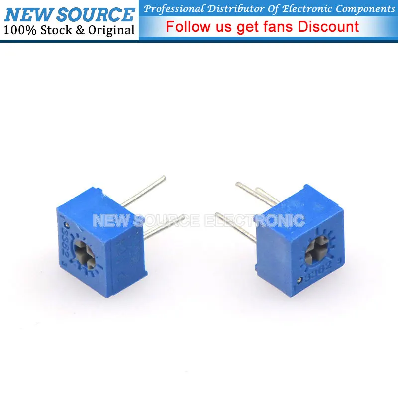 10pcs 3362P Series Resistance 101 201 501 102 202 502 103 Trimpo Trimmer Potentiometer 3362 500R 1K 2K 5K 10K 20K 50K 100K