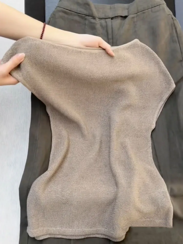 ชุดเซ็ตสองชิ้น เสื้อถักสีกากีและกางเกงขายาว สไตล์ลำลอง ให้ความรู้สึกหรูหรา สำหรับผู้หญิง คุณภาพพรีเมียม