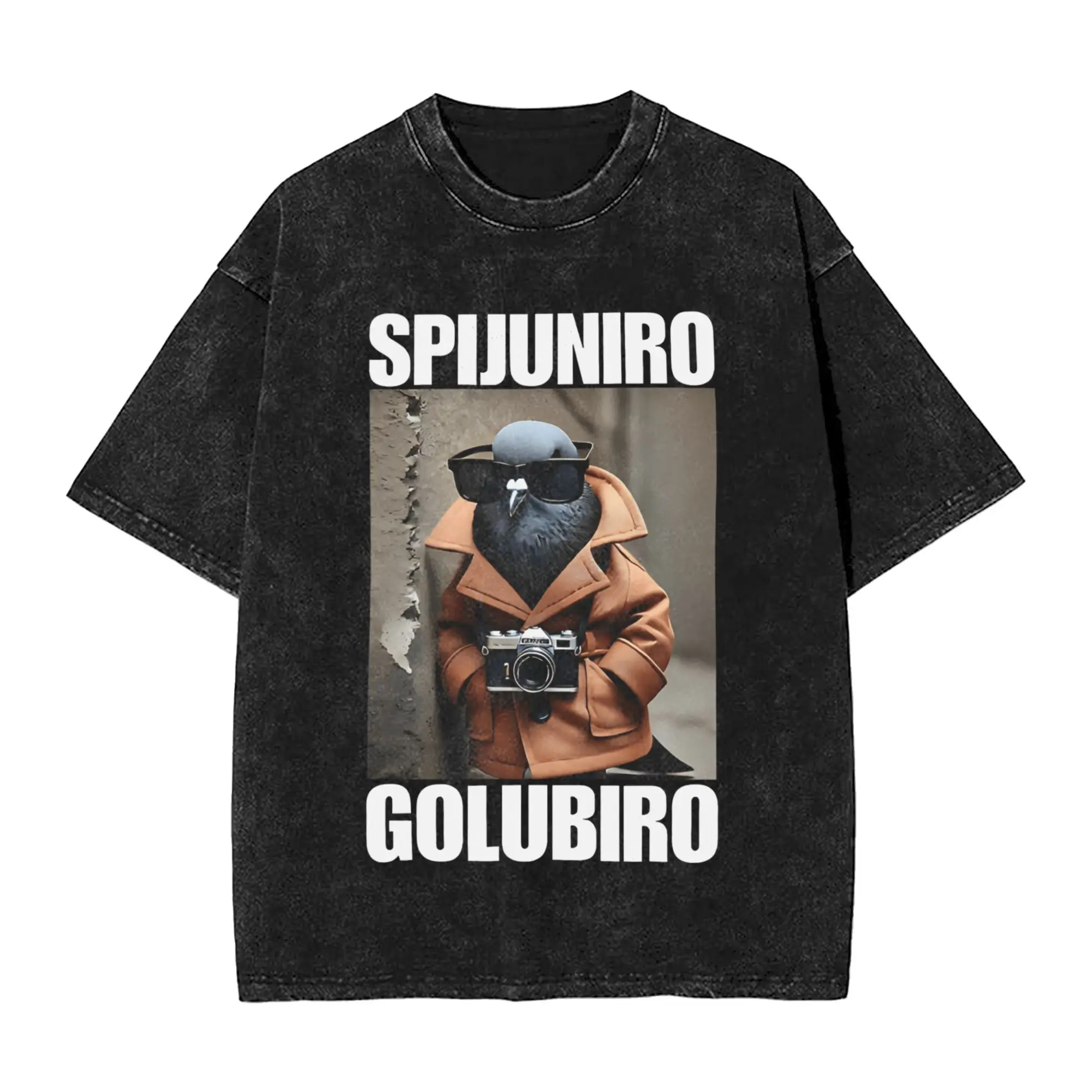 

Streetwear Washed T-Shirt Spijuniro Golubiro Loose T Shirts Fashion Tee Shirt for Mens Summer Y2K Classic Custom DIY Tops