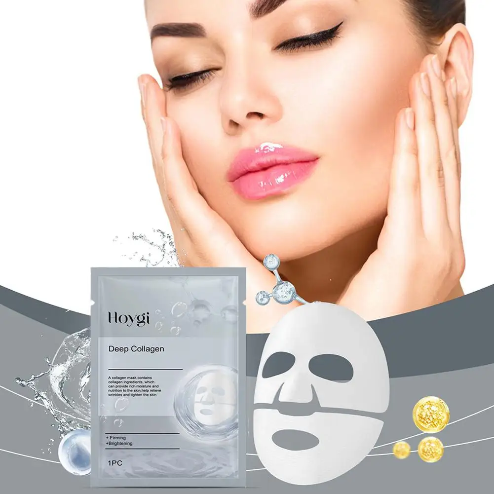 1Pcs Collagen Face Mask Moisturizing Firming Hydrating Sheet Acid Face Skin Facial Hyaluronic Care Brightening A3E2