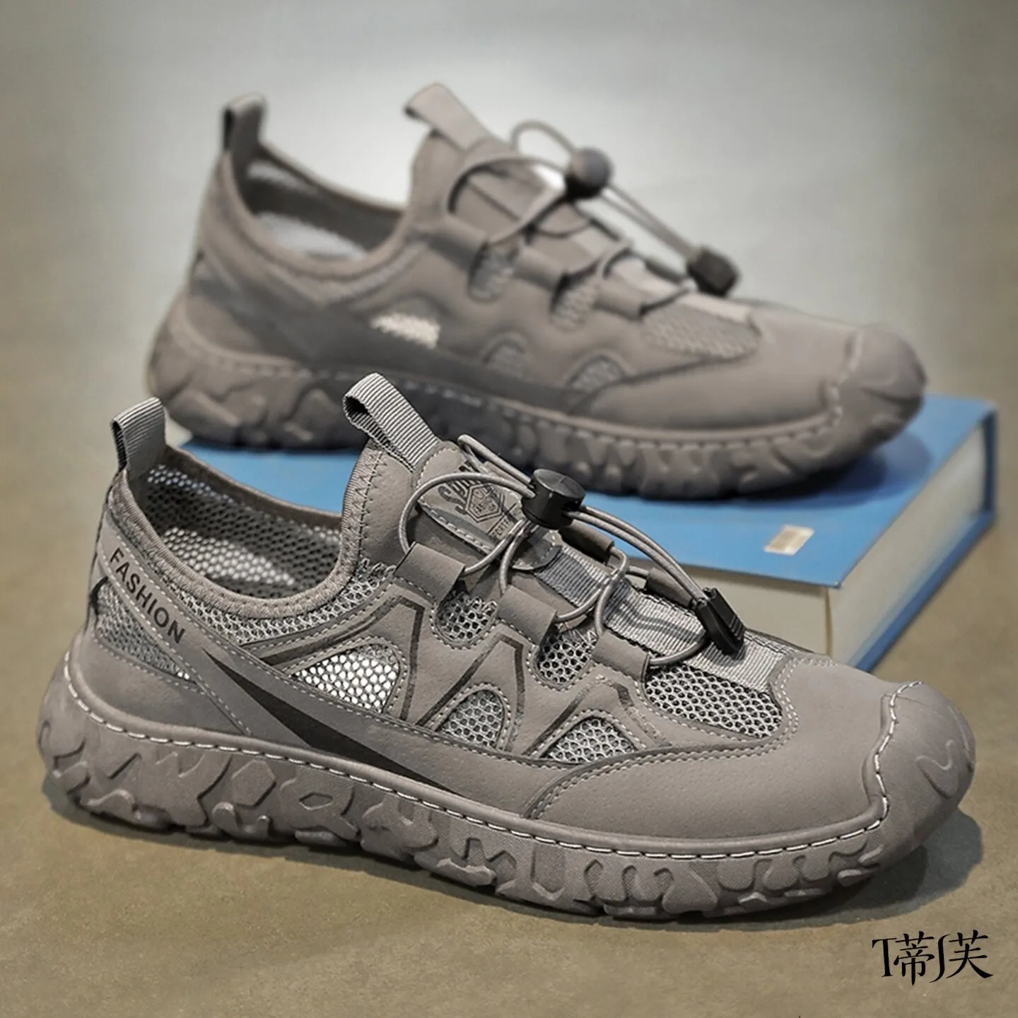 men's-safety-shoes-summer-breathable-sandals-mesh-outerwear-anti-slip-driving-sports-toe-cover-outdoor-water-crossing-stream