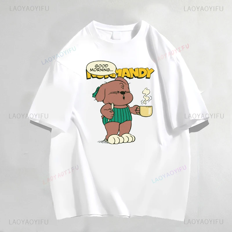 Cartoon Dog Good Morning Puppy Cute Love Dogs Funny Casual O-neck Short Sleeves  Summer Kawaii Female Tee Shirt