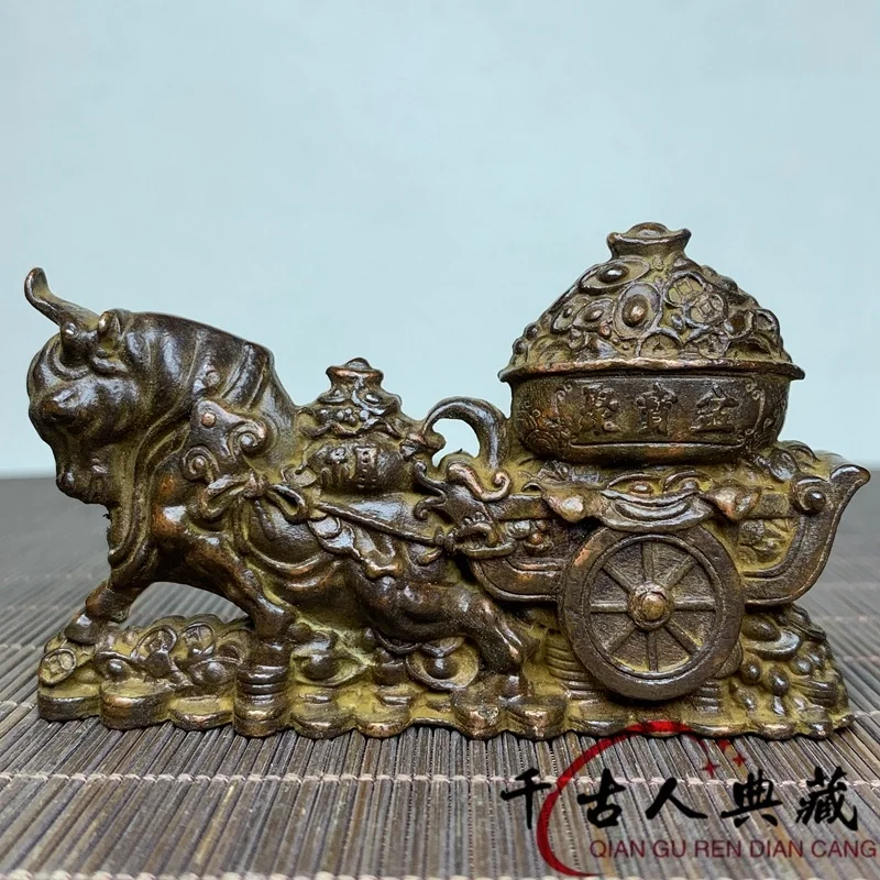 

Antique Solid Brass Treasure Bowl Ornament for Wealth and Fortune, Feng Shui Home Decor, Zodiac Collectible for Desktop