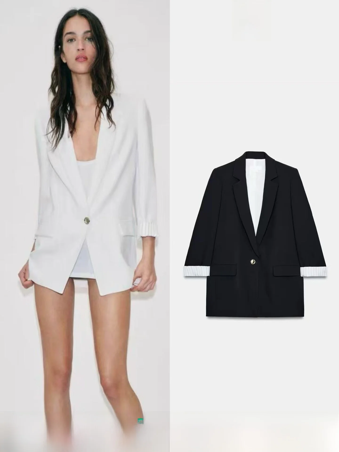 

Spring Summer New Women's Printed Sleeve Cuff Suit Jacket Thin Western Style Casual Loose Fit Long Sleeve Breathable Button