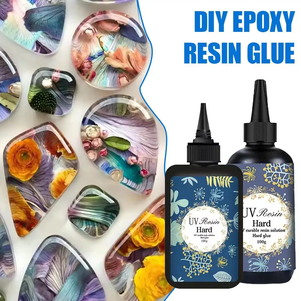 1/2Pcs Crystal Clear Hard UV Resin Upgraded Formula Ultraviolet Fast Curing Resin Jewelry Making, Hard Transparent Solar Cure