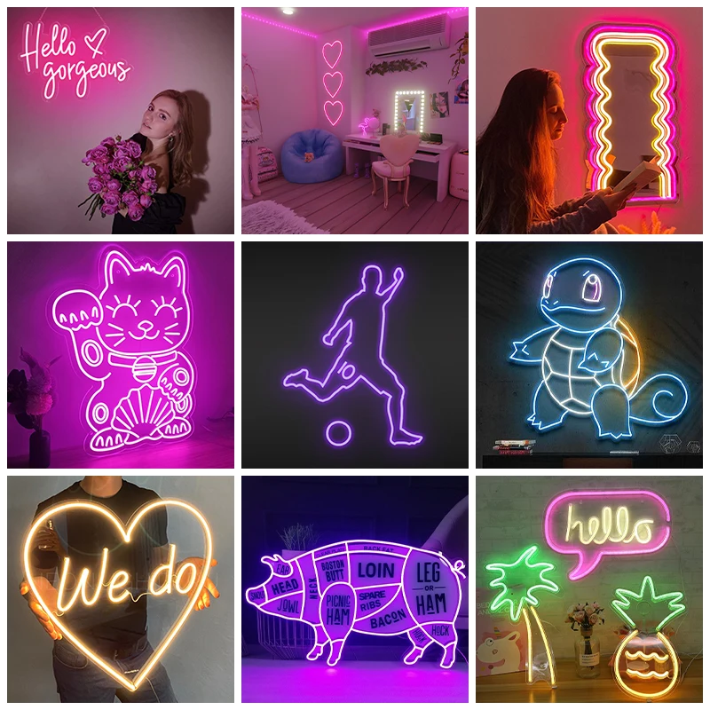 Standardowy znak neonowy Neon Led znaki litery duże jasno wesele Bar nazwa osobista DJ Logo sklep Salon reklama Dropshipping