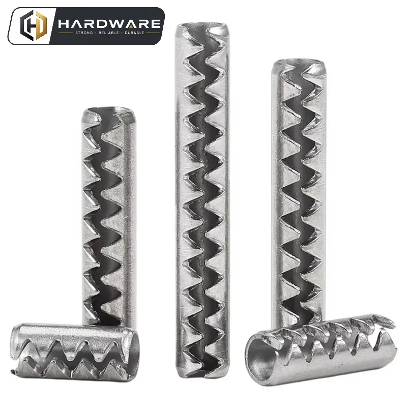 10/20/30pcs Spring Pin Toothed Hollow Cylindrical Pins M2 M2.5 M3 M4 M5 M6 304 Stainless Steel Serrated Pins Open Elastic Pin