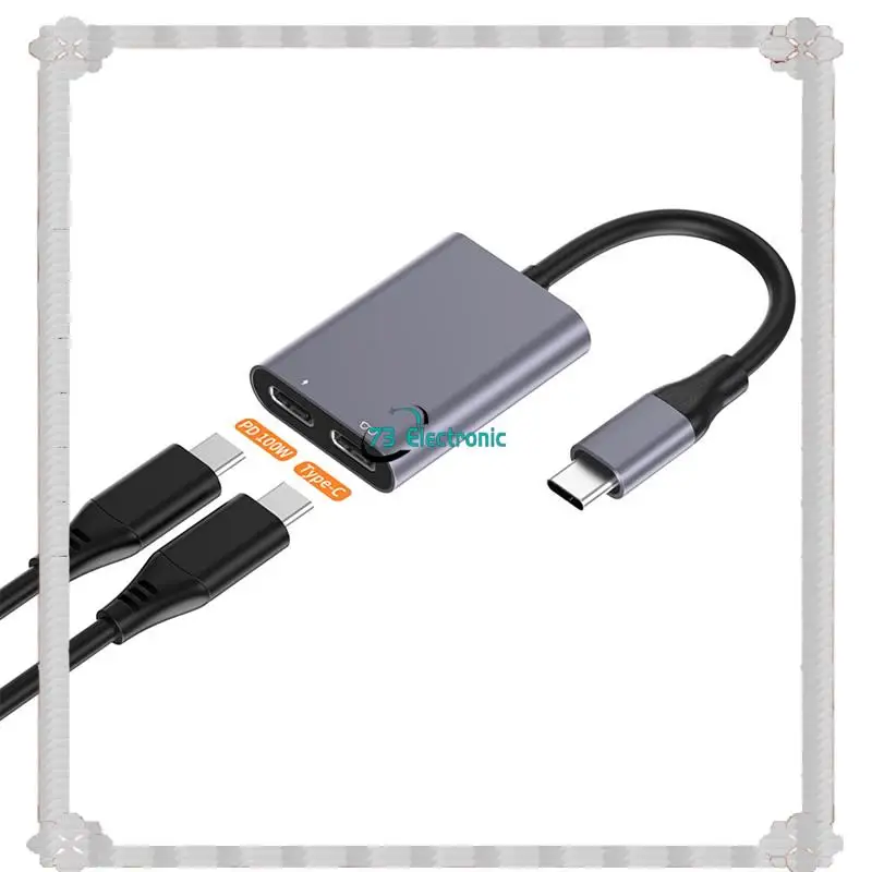 24-Hour Delivery 2 In 1 USB C AR Glasses Docking Hubs With PD Fast Charging For Smartphones And Tablets Grey