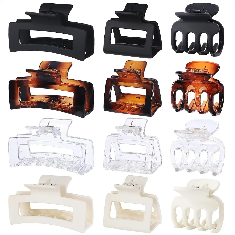 

3 Styles Hair Clips for Women Small Medium Big Claw Clips for Thin Thick Hair 12 Pcs Hair Claw Clips Hair Clips Combination Hai