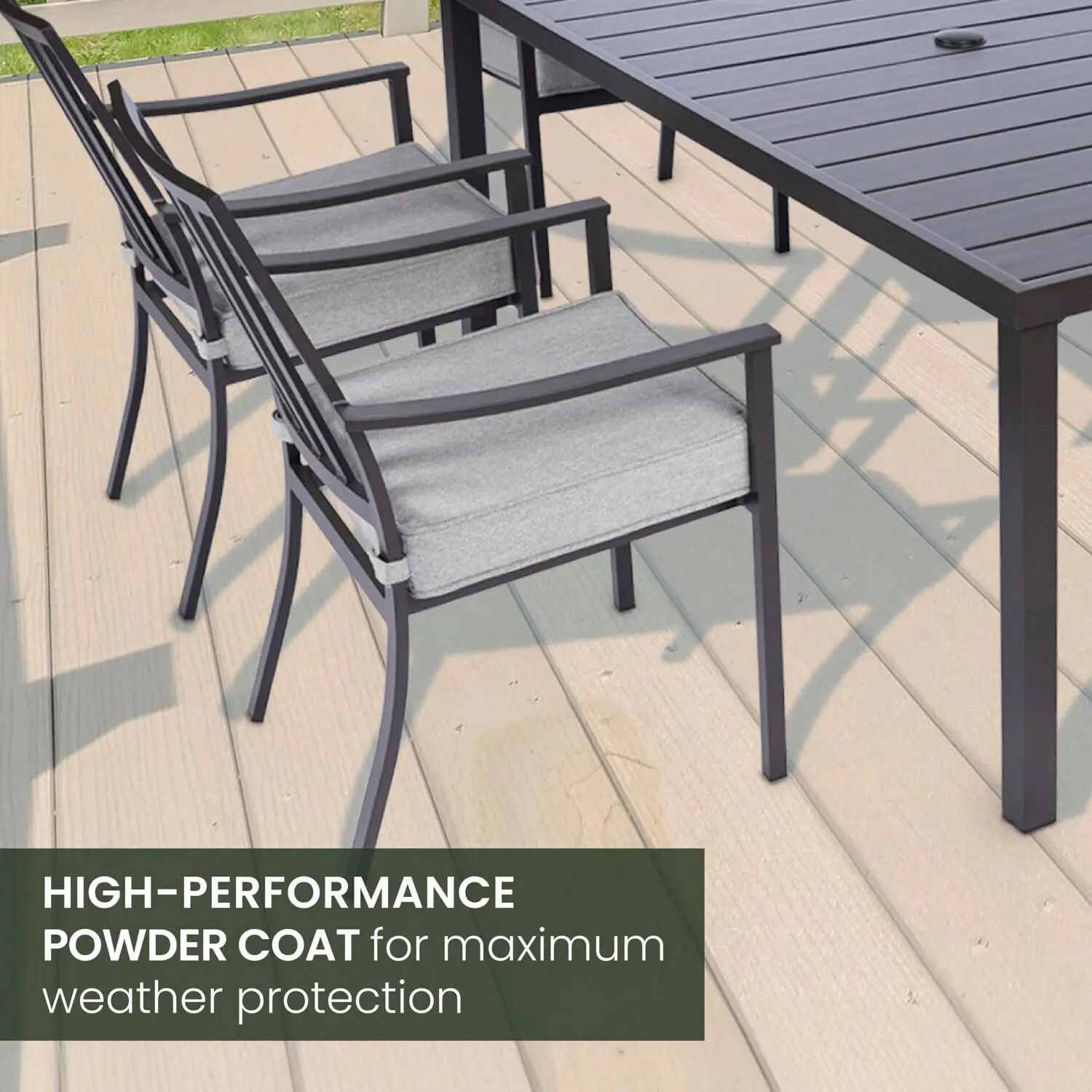 Furniture Carter 7-Piece Patio Dining Set,Outdoor Set for 6 with All-Weather Aluminum Frames,Padded Dining Chairs,and Slat Table