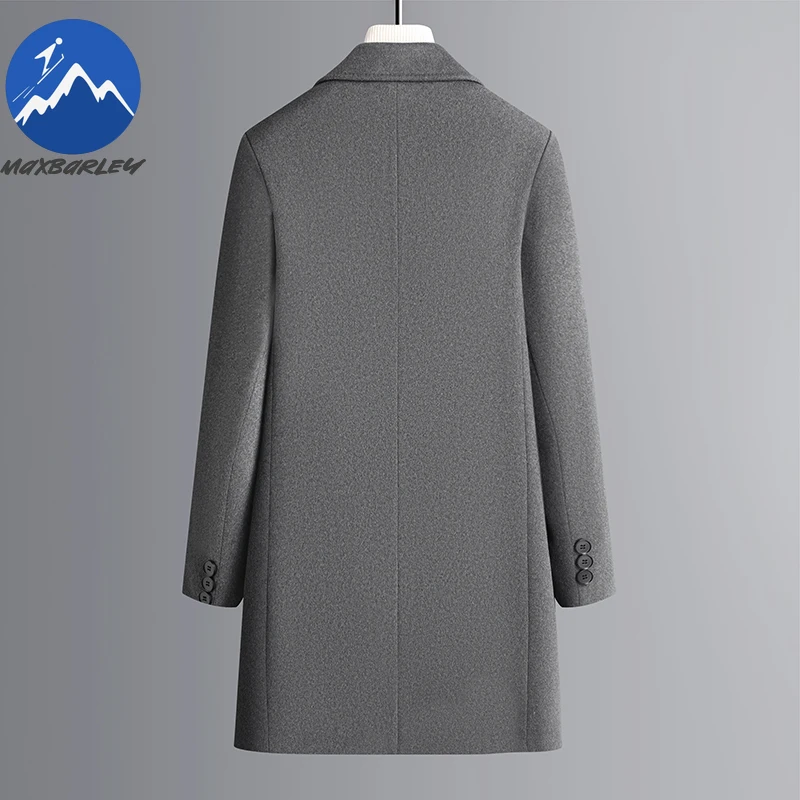Maxbarley Premium Wool Coat Men Outdoor Office Windproof Wool Jacket Casual Daily Wear Thickened Warm Comfortable Outerwear
