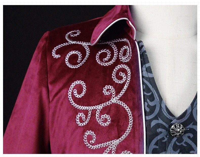 Medieval Tuxedo Steampunk Vintage Victorian Long Sleeve Windbreaker Medieval Vintage Suit Prince Costume For Men