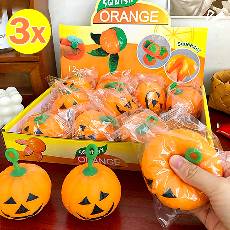 

Smiling Pumpkin Fingers Squeeze Pinch Toys Children's Sensory Decompression Toys Halloween Party Desktop Decoration Ornaments