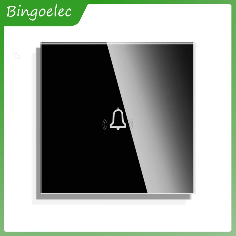 Bingoelec Doorbell Touch Sensor Switch Crystal Glass Panel LED Backlight Door Bell Switches 86*86mm Home Improvement