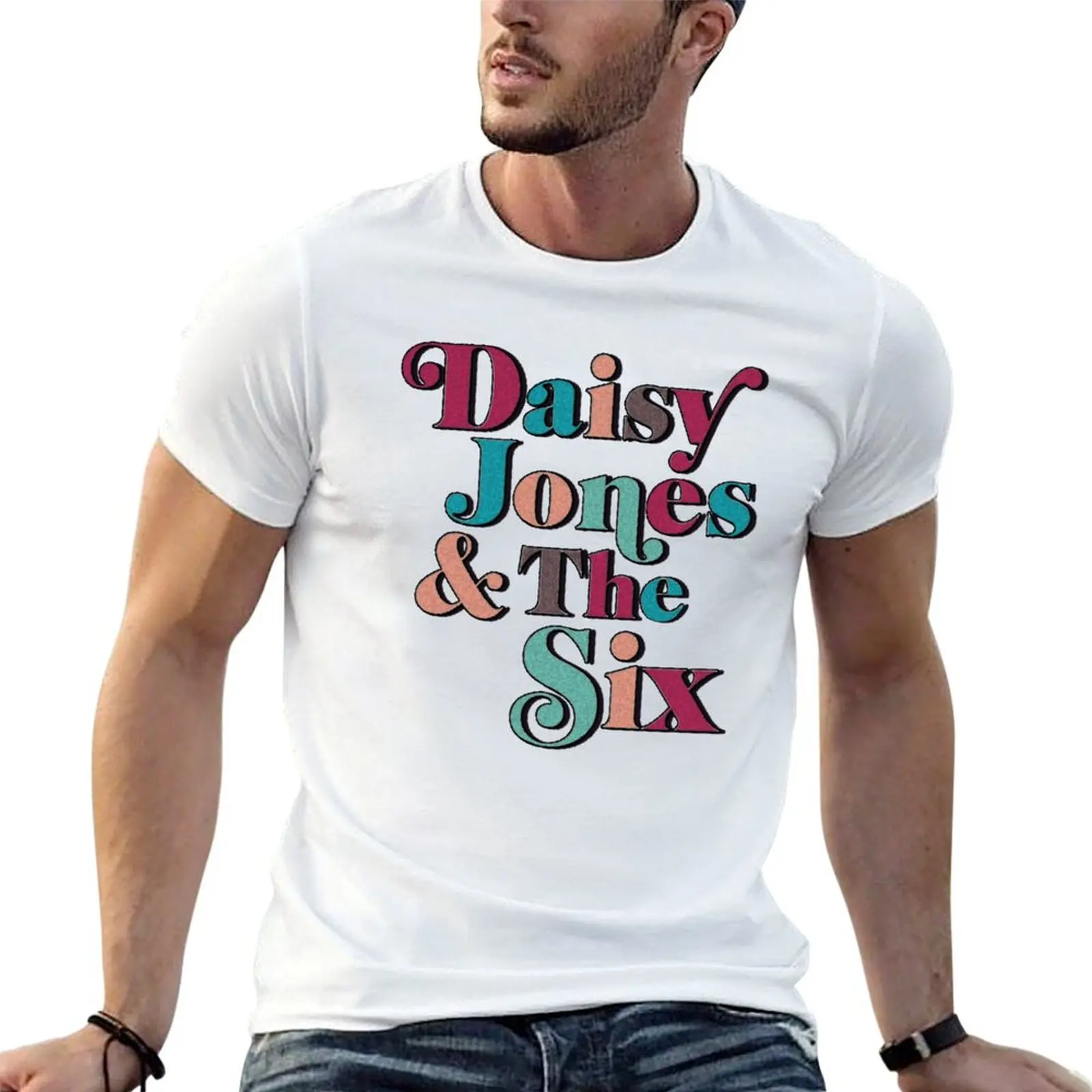 

Daisy Jones and The Six Colour Retro Band Logo T-Shirt funny t shirts dark humor t shirts for man pack white T-Shirt