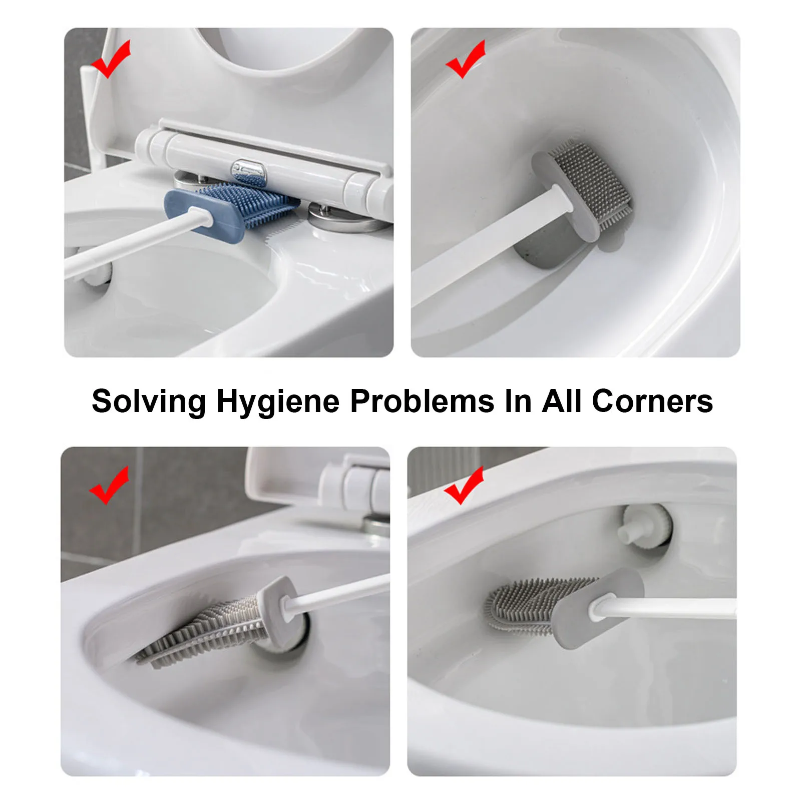 Wall-Mounted Silicone Toilet Brush 6