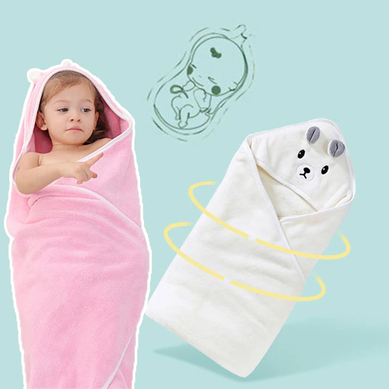 

1 шт., детское банное полотенце с мультяшными животными, шапка, накидка, принадлежности для ванной комнаты, можно использовать для пеленания, одеяла, одеяла для сна