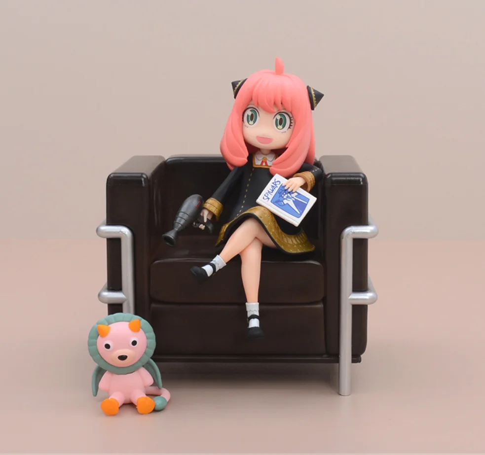 16cm อะนิเมะ Spy ครอบครัว Anya Forger รูปตุ๊กตารอบเดสก์ท็อปเครื่องประดับโซฟา Anya 3 หัวน่ารักรูปรูปปั้นของเล่น