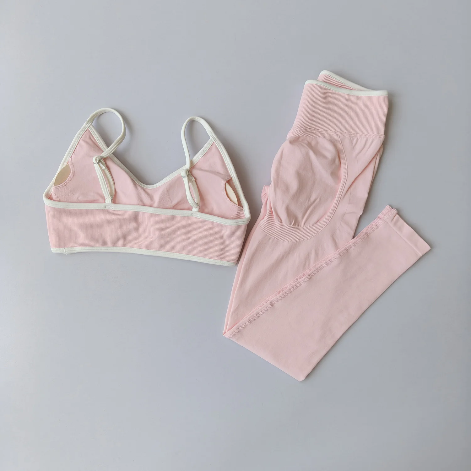 Nahtloses Fitness-Set für Damen, Trainingsanzug, Yoga-Sets, Sportbekleidung, Workout-Leggings mit mittlerer Taille, Sport-BH, Fitnesskleidung, Fitnessanzug – Detail 25