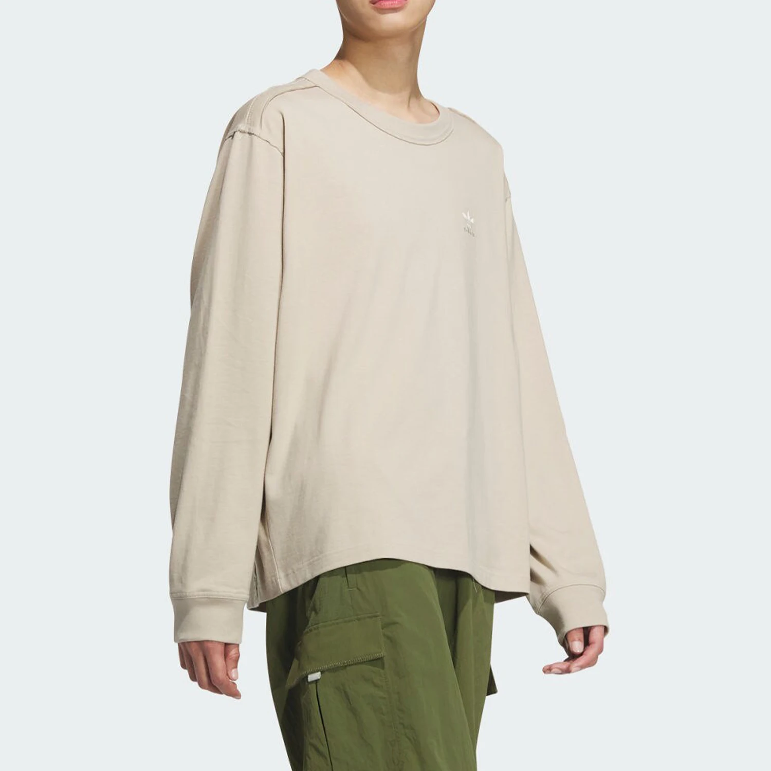 Adidas genuine clover loose fitting couple's long sleeved round neck T-shirt JG1522