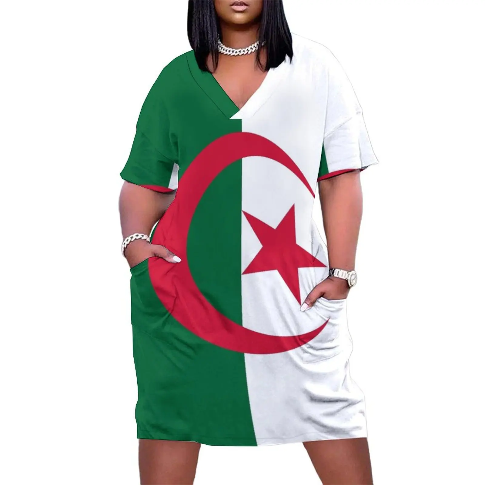 

Flag of Algeria Loose Pocket Dress dresses for womens evening dresses women purple dress