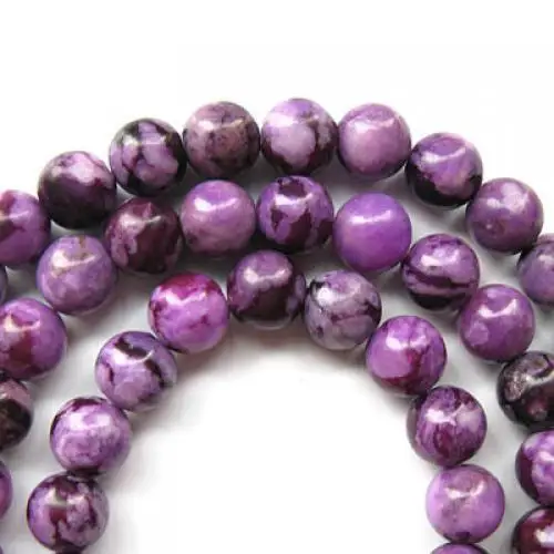 8mm 보라색 차로이트 라운드 보석 스톤 루즈 비즈 15.5" 공예 DIY 쥬얼리 만들기