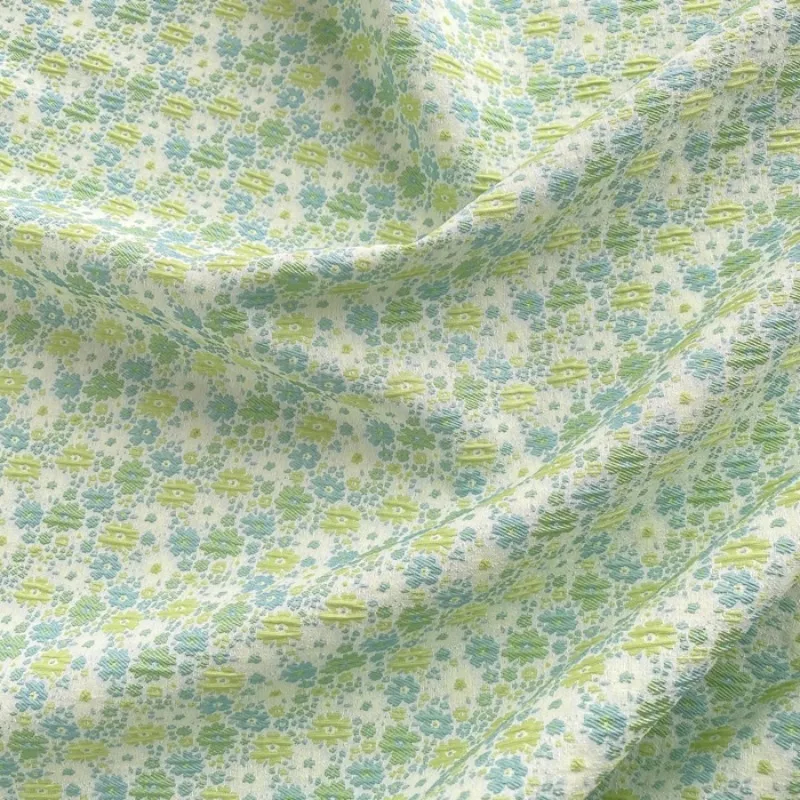 

Mint Green Small Floral Jacquard Yarn-Dyed Fabric Vintage Pastoral Style Material Women's Bags Designer Fashion Apparel Textile