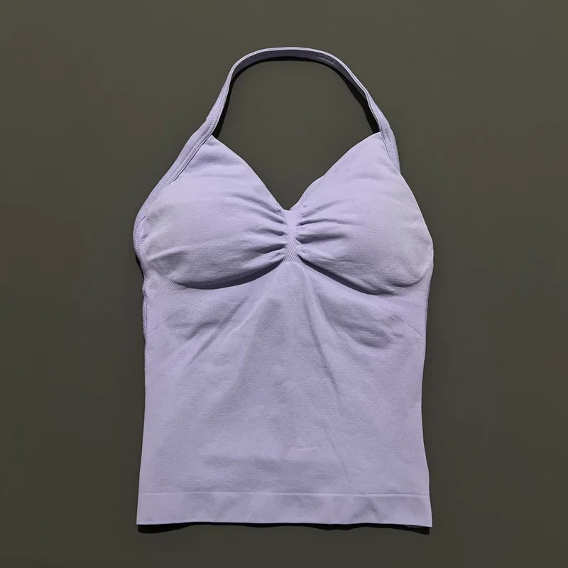 HISTELLO Halter-Yoga-Tanktop für Damen, sexy, mit Trägern, rückenfrei, schmale Passform, gepolstert, atmungsaktiv, für Fitness, Laufen, Workout, Sport-Tops – Detail 23