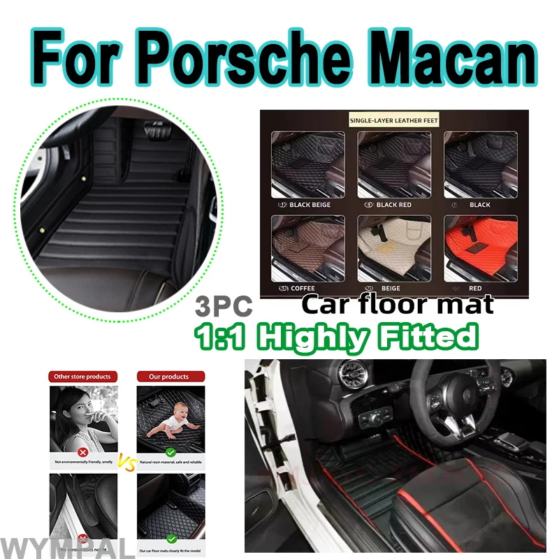 

Luxury Leather Car Floor Mats For Porsche Macan 95B 2018 2017 2016 2015 2014 Full Set Tapis Voiture Car Accessories Interior pad