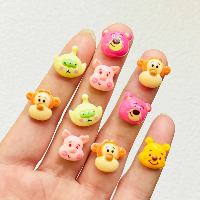 20 Pcs Cute Mini Cartoon Little Bear Animal Resin Figurine Crafts Cabochon Ornament Jewelry Manicure Hairpin Making Accessories