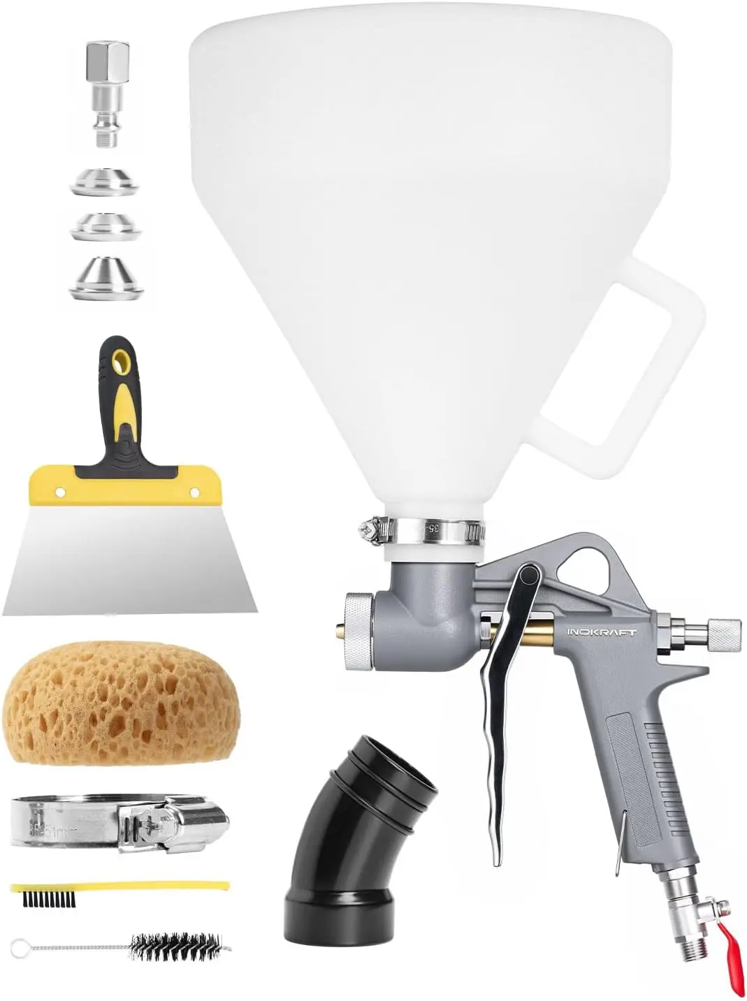 

Пистолет-распылитель для текстурирования гипсокартона с бункером, 3 насадки для создания эффекта попкорна, для ремонта стен и потолков, включает угловой шланг