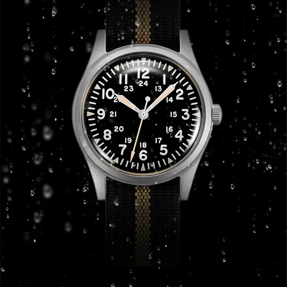 RDUNAE RA03 Retro herenhorloges quartz horloge voor heren G10 militair legerbetoon mineraalglas roestvrij staal 50M retro polshorloge