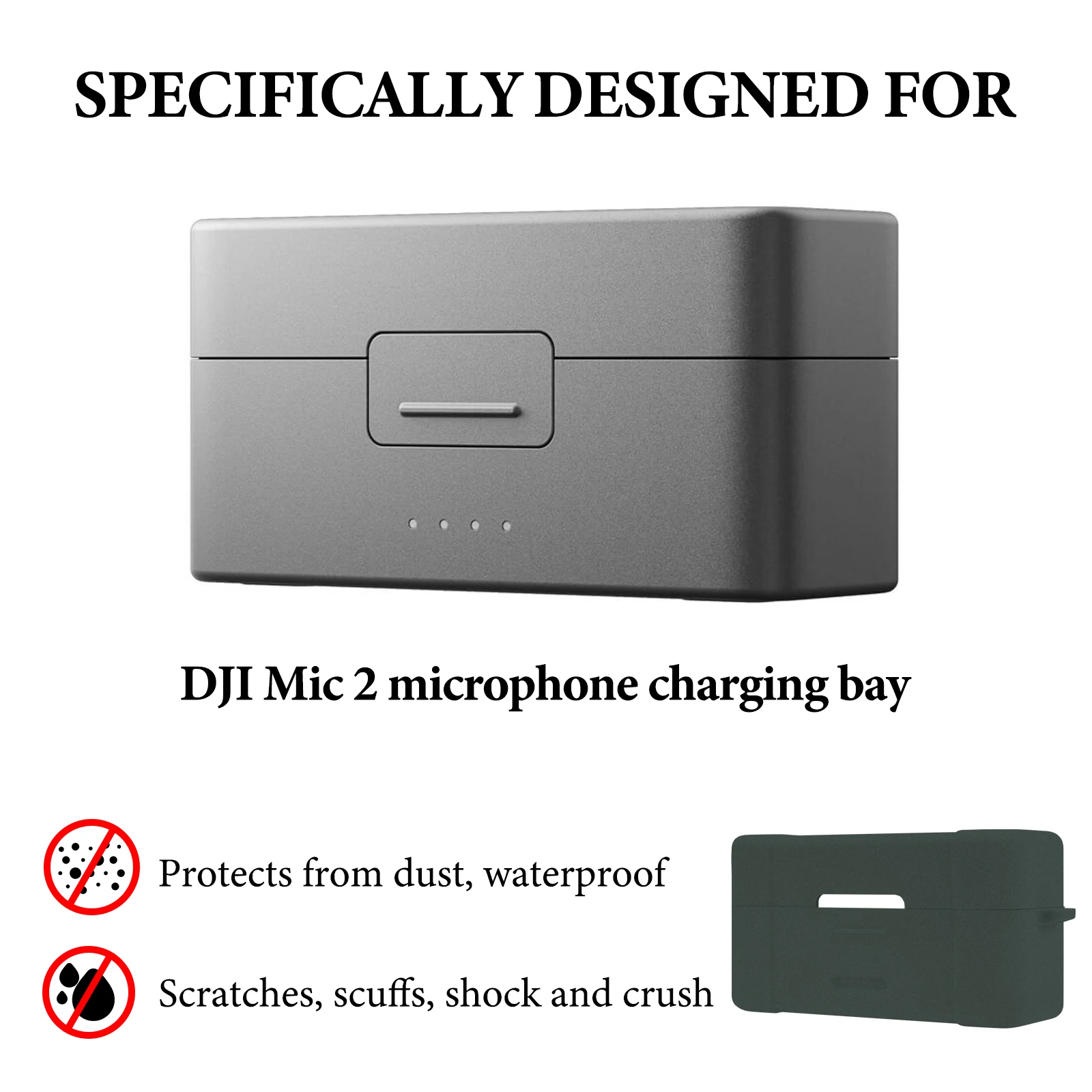 Geekria สําหรับผู้สร้างฝาครอบเคสไมโครโฟนเข้ากันได้กับเคสชาร์จ DJI Mic 2, ผิวเคสซิลิโคนไมค์