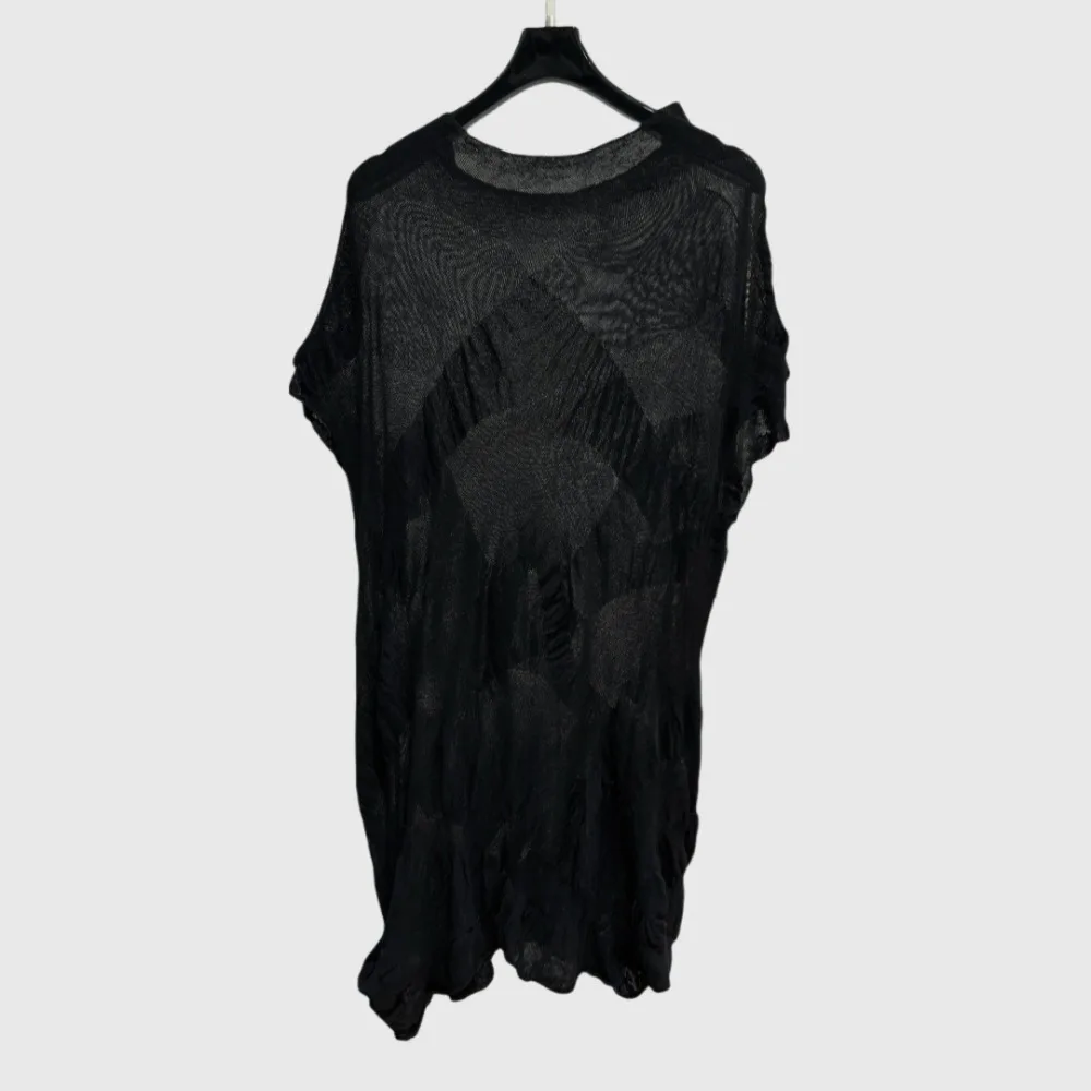High Street Tees Women's New Pullover Knitted Tshirt Lazy Style Casual Slightly Transparent Short Sleeved T-shirt Top