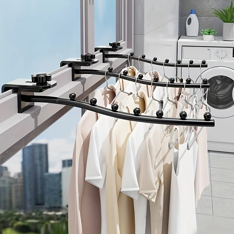 Balcony Clothes Drying Bedside Anti-theft Window Hook Net Clothes Drying Rack Without Punching Holes Dormitory Clothes Hanging