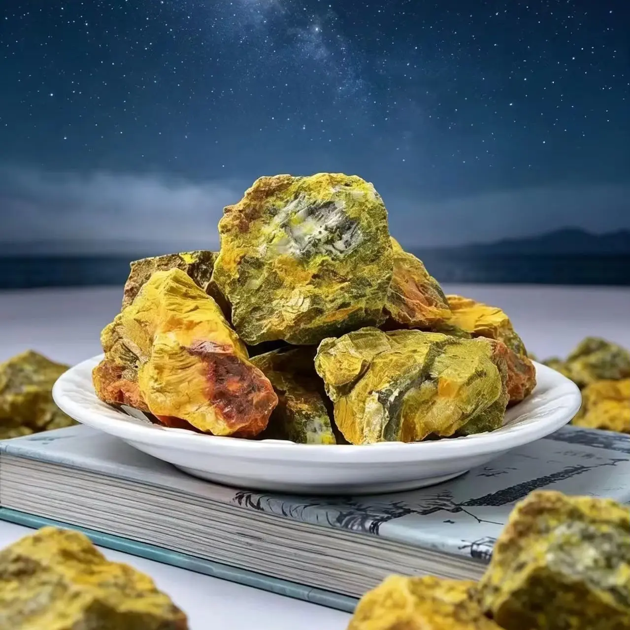 Natural yellow granite raw stone,with healing properties, suitable for home decoration, for purifying the mind and facilitating