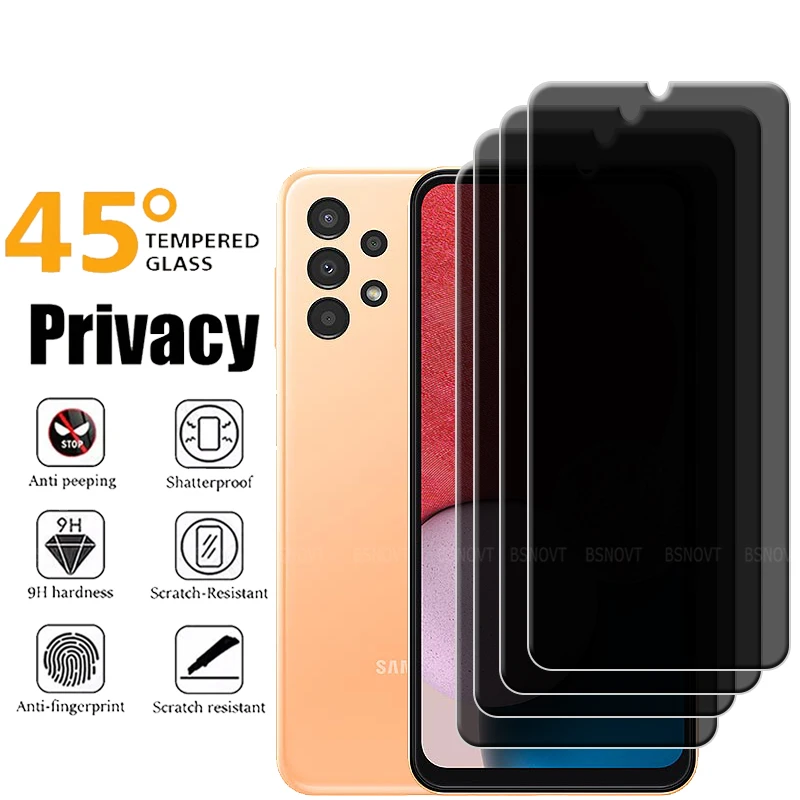 

4/3/2/1Pcs For Samsung Galaxy A13 Glass Samsung A13 Tempered Glass 9H HD Glue Anti-Spy Privacy Screen Protector Samsung A13 A 13