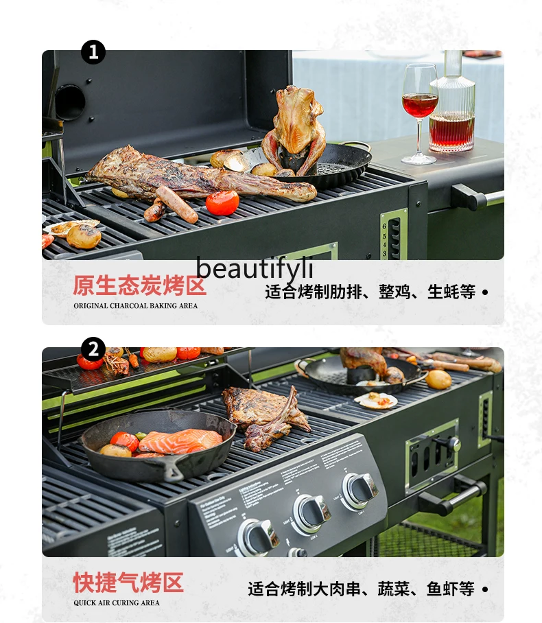 Courtyard Barbecue Stove Outdoor Smoke-Free Fuel Gas Barbecue Household Charcoal Villa Barbecue Stove Car