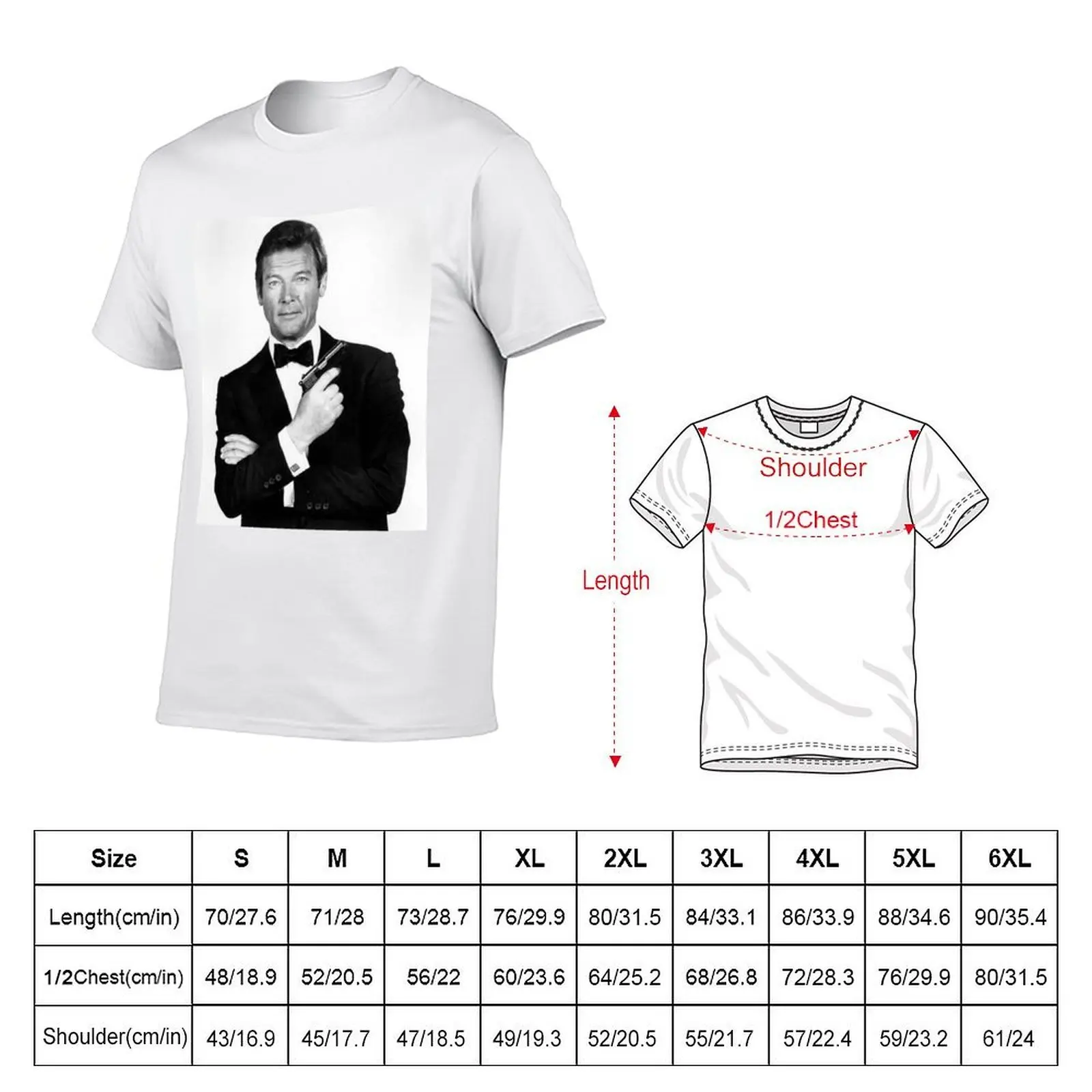Roger Moore classic T-Shirt luxury designer summer tops fitted t shirts for men