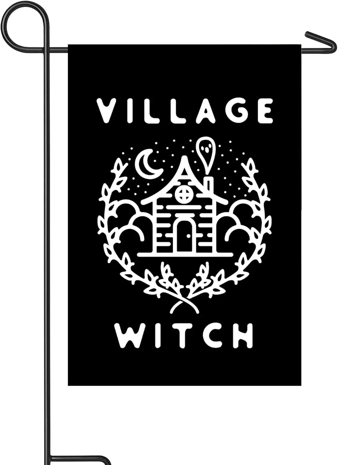 LookHUMAN Village Witch Halloween Garden Flag | Spooky House Garden Banner, Halloween Decorations, Cute Gothic Witch Weather SSL