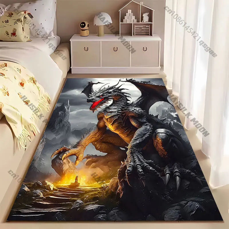 Majestic dragon guarding treasure carpet Yoga living room room decor children's crawling mat doormat area rug games mat