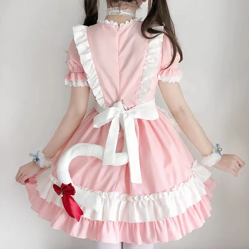 2024 nowy różowy kot strój pokojówki Lolita miękka sukienka dla dziewczynki Loli strój pokojówki cosplay Anime Cosplay